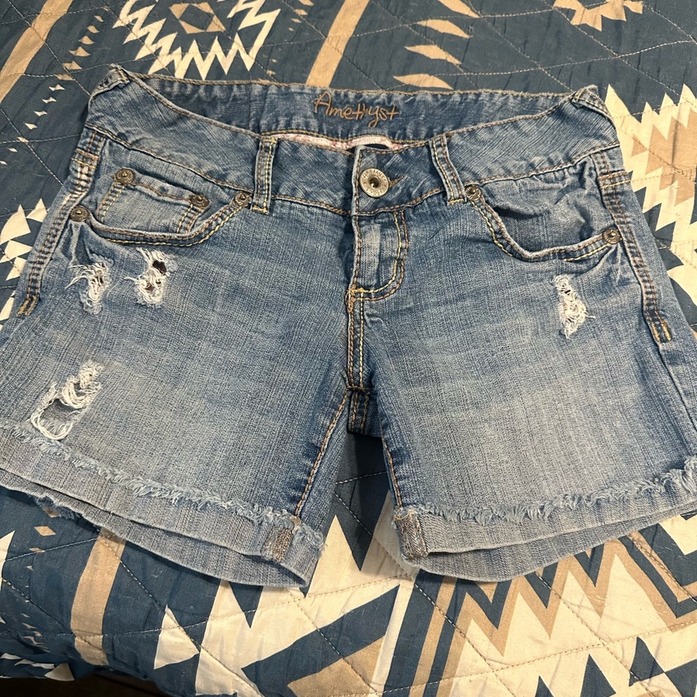 Amethyst Jeans Light Blue Distressed Denim Shorts